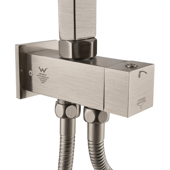 10 inch 250mm Square Brushed Nickel Twin Shower Set Top/Bottom Inlet